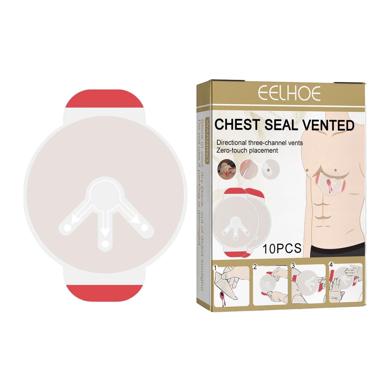 10Pcs Chest Seal Vented Adhesive Wound dressings Reliable Wound Care