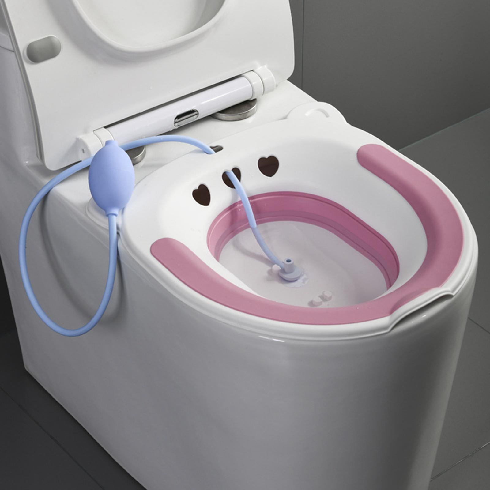 Collapsible Sitz Bath Toilet Seat for Soothes Cleanse Vagina Anal Home Use Pink