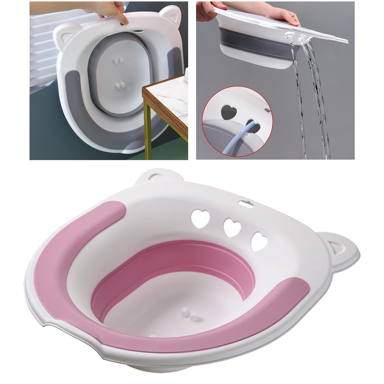 Collapsible Sitz Bath Toilet Seat for Soothes Cleanse Vagina Anal Home Use Pink