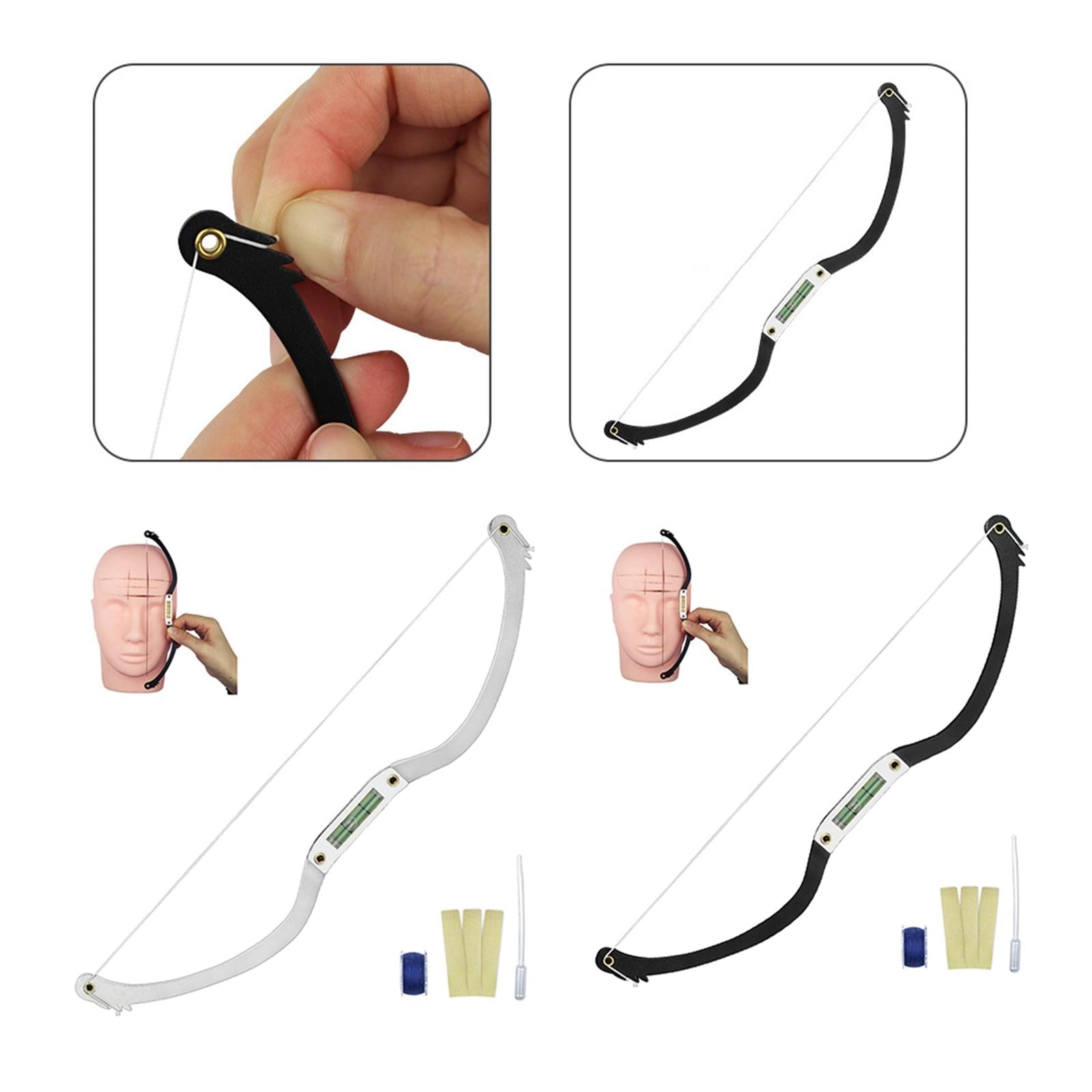 Portable Permannet Makeup Bow and Arrow Line Ruler for Brow Mapping Kit Black