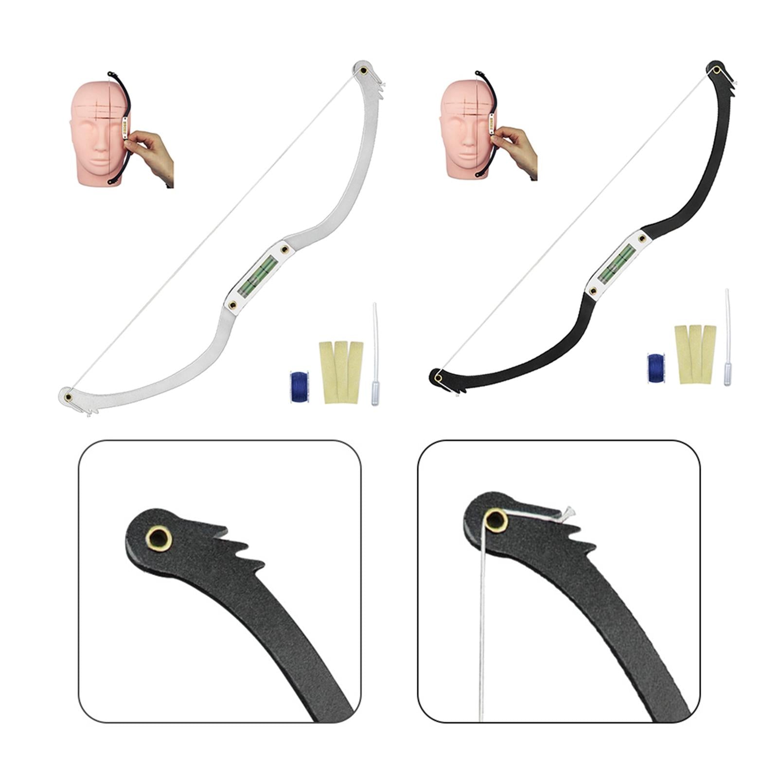 Portable Permannet Makeup Bow and Arrow Line Ruler for Brow Mapping Kit Black