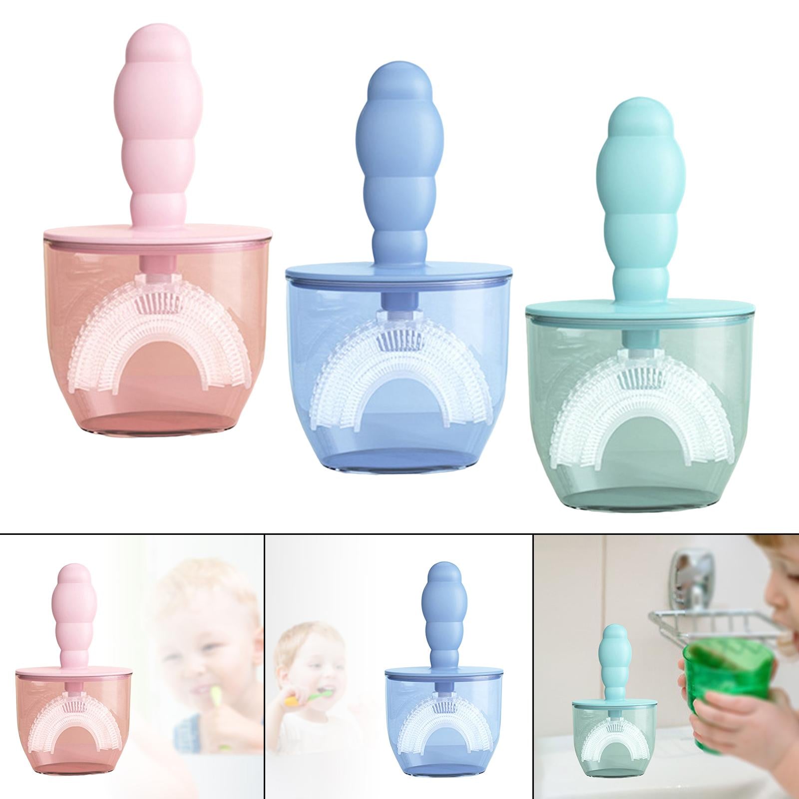 Kids U Shaped Toothbrush Gum Care 360 Oral Cleaning for 6-12 Ages Pink