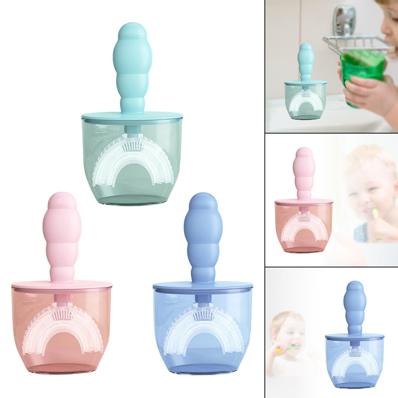 Kids U Shaped Toothbrush Gum Care 360 Oral Cleaning for 6-12 Ages Pink