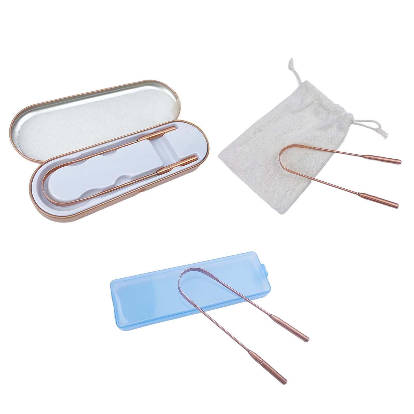 100% Pure Copper Tongue Scraper U Shaped Eliminate Bad Breath Canvas Bag
