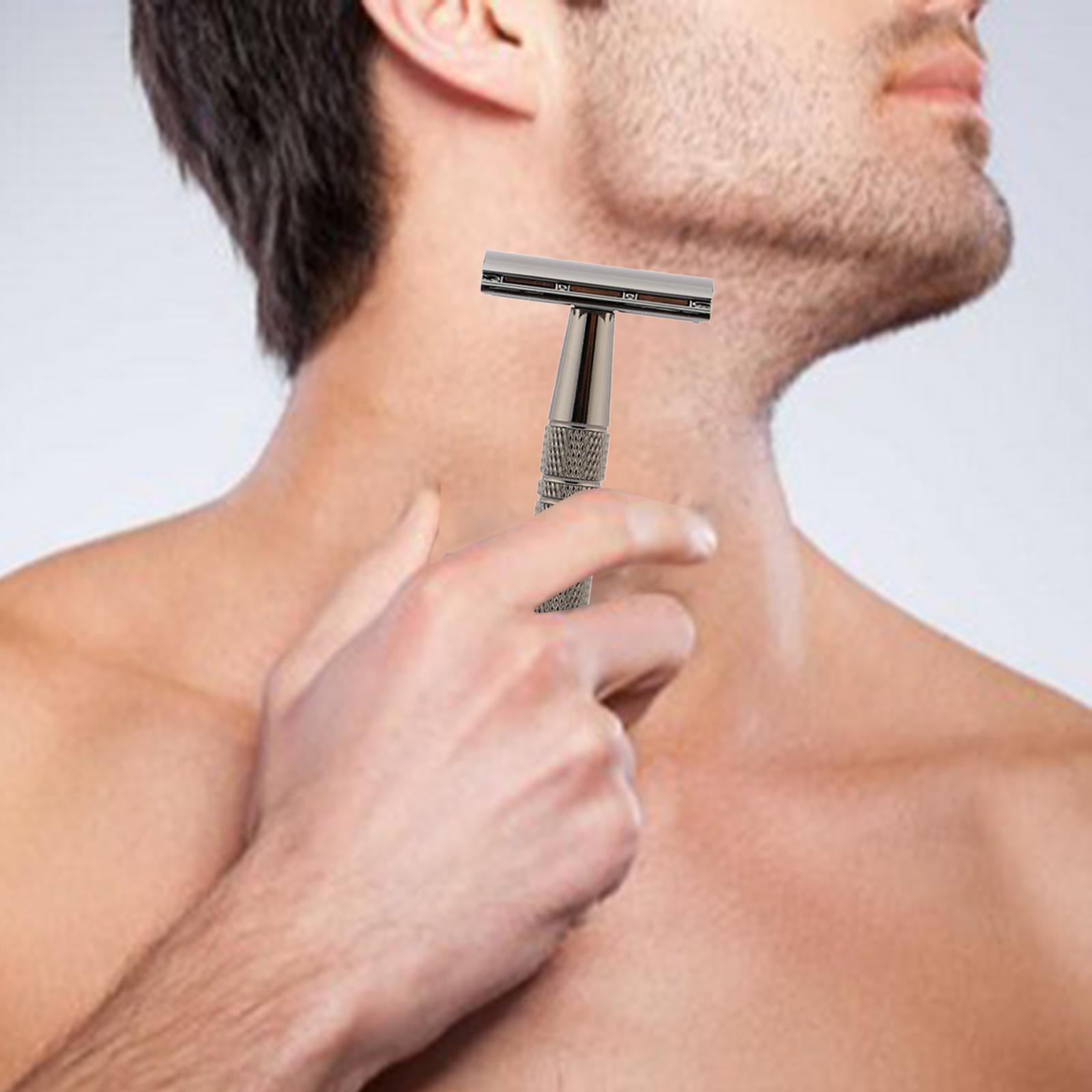 Double Edge Safety Razor Shaver for with 5 Premium Stainless Steel Blades Black