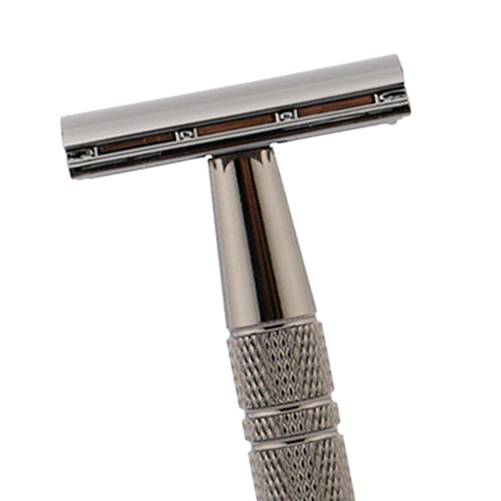 Double Edge Safety Razor Shaver for with 5 Premium Stainless Steel Blades Black