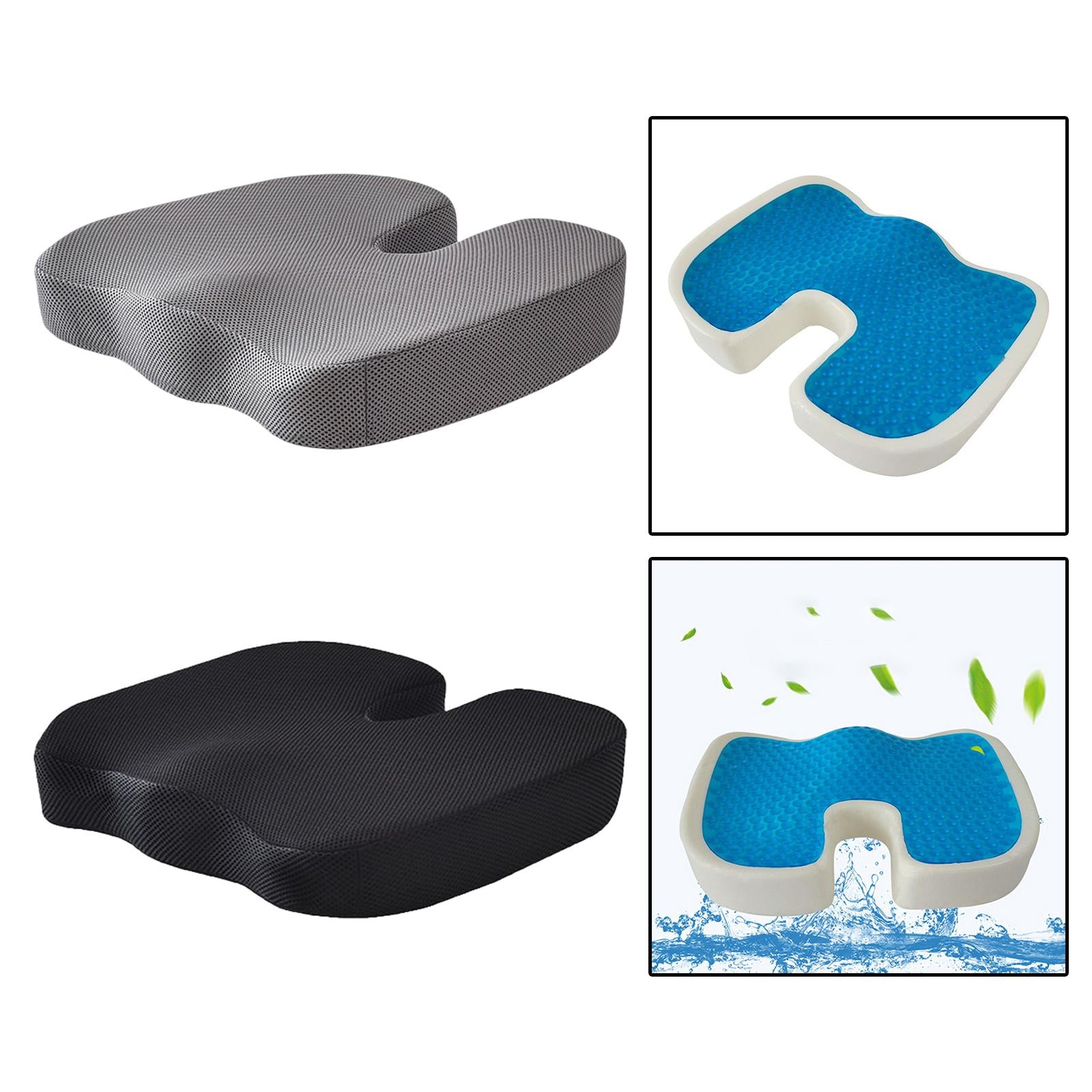 Summer Gel Seat Cushion Memory Foam Washable for Office Chair Pregnant Black