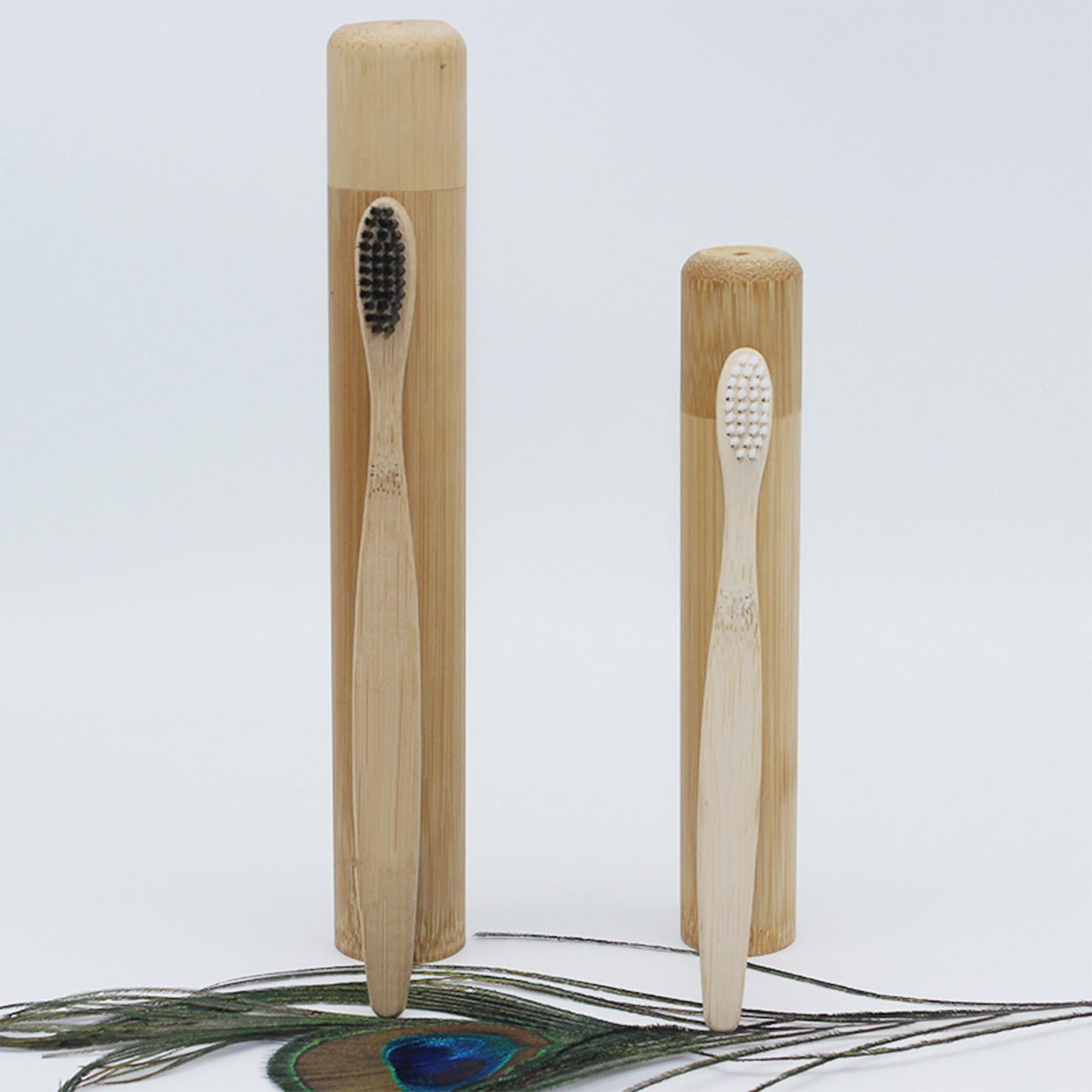 Natural Bamboo Toothbrush Tube Hand Made Tooth Brush Holder 16cm for Kids