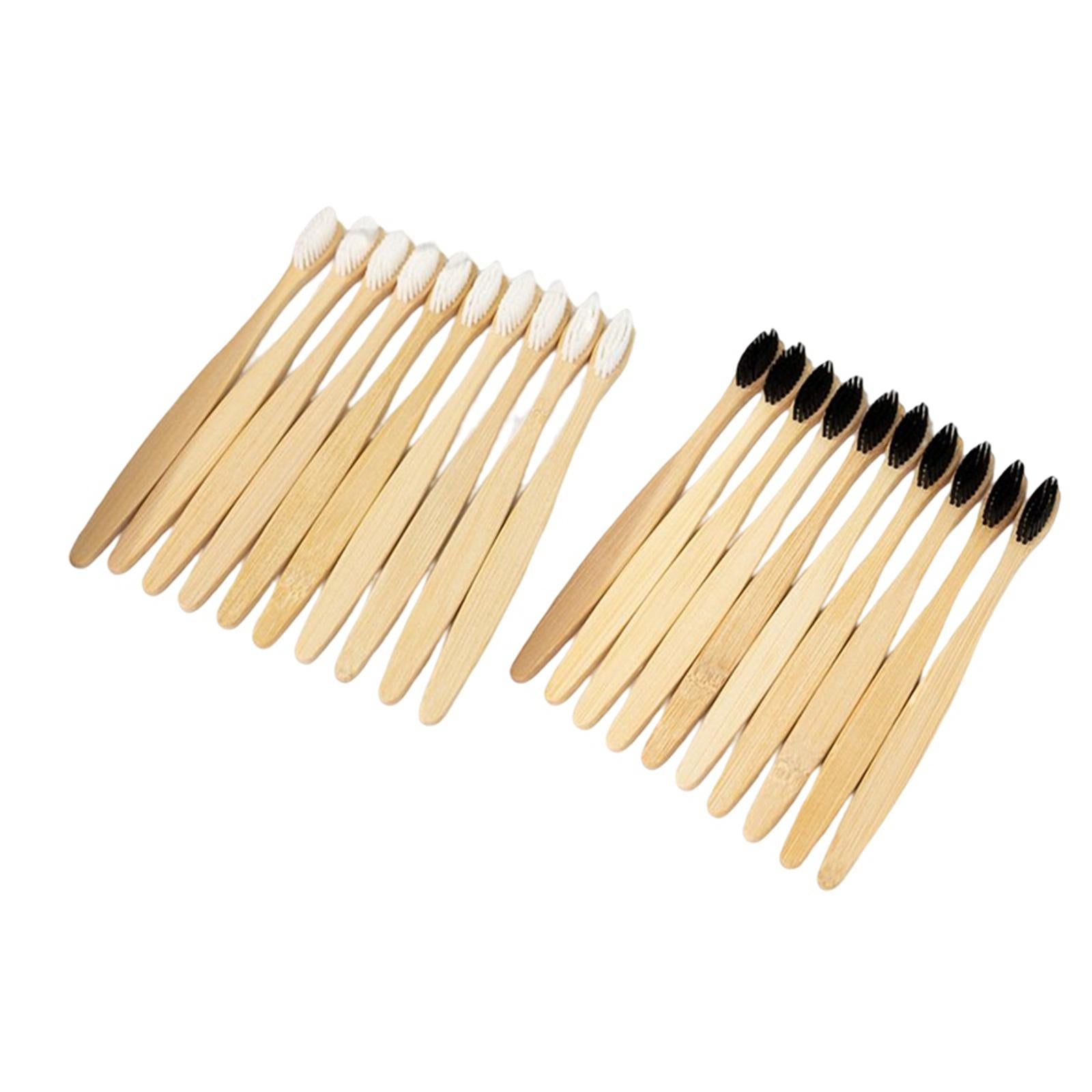 Bamboo Toothbrushes Soft Bristles Disposable for Camping Business Trip White
