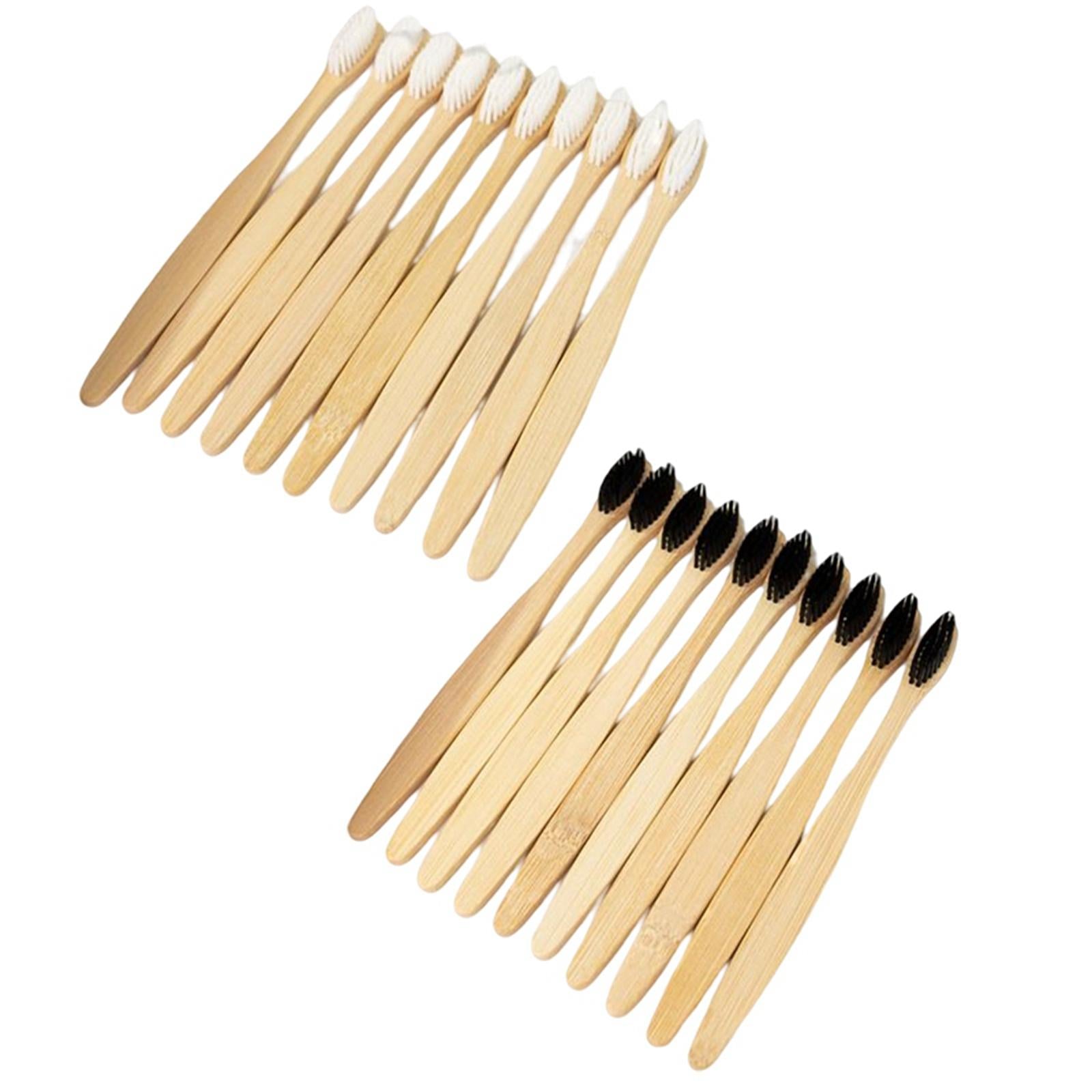 Bamboo Toothbrushes Soft Bristles Disposable for Camping Business Trip White