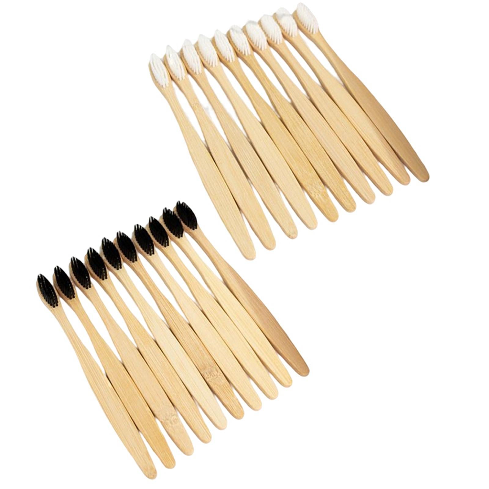 Bamboo Toothbrushes Soft Bristles Disposable for Camping Business Trip White