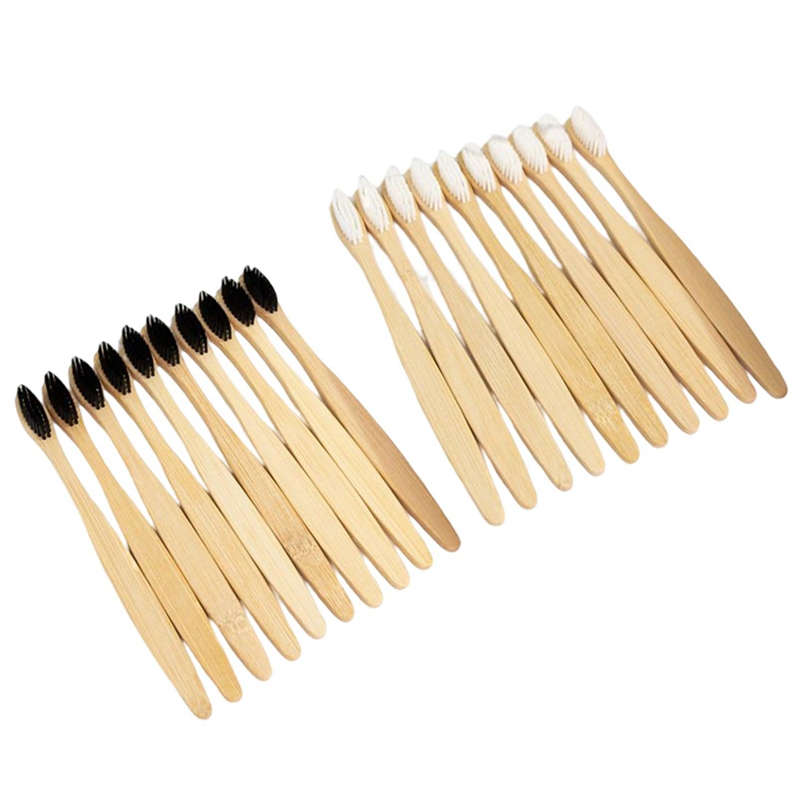 Bamboo Toothbrushes Soft Bristles Disposable for Camping Business Trip White