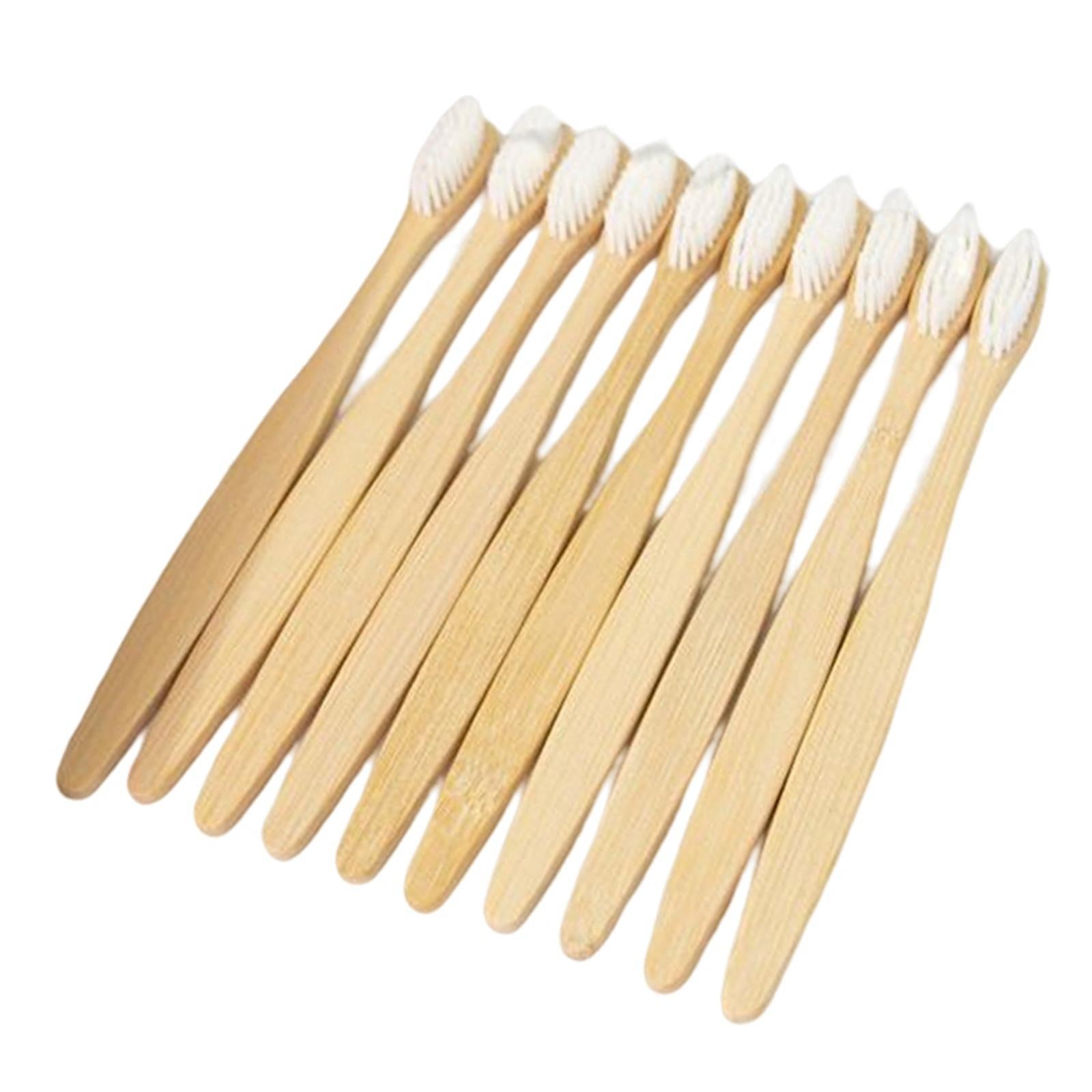Bamboo Toothbrushes Soft Bristles Disposable for Camping Business Trip White
