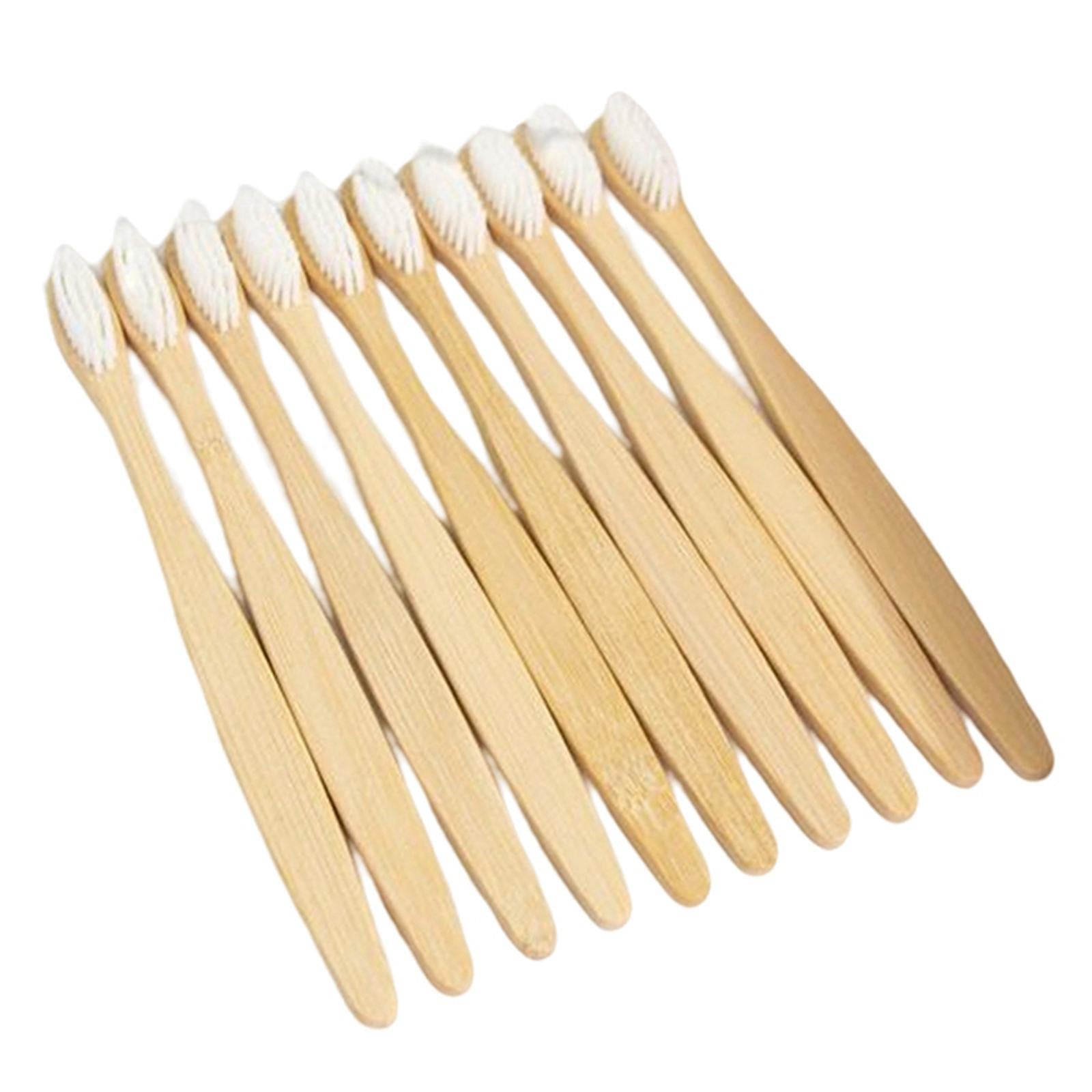 Bamboo Toothbrushes Soft Bristles Disposable for Camping Business Trip White
