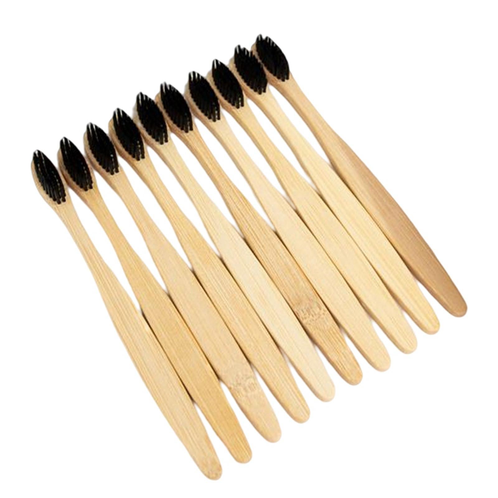 Bamboo Toothbrushes Soft Bristles Disposable for Camping Business Trip Black