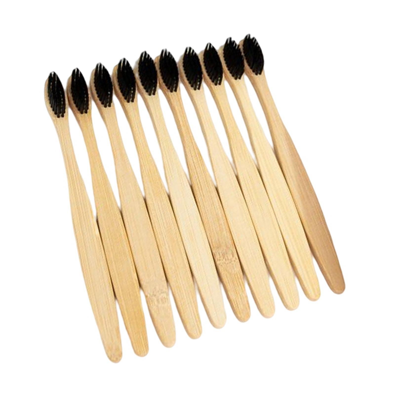 Bamboo Toothbrushes Soft Bristles Disposable for Camping Business Trip Black