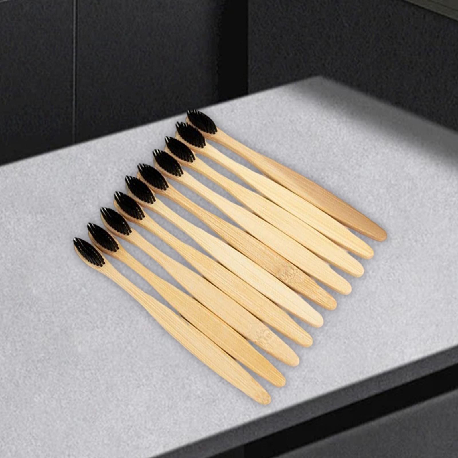 Bamboo Toothbrushes Soft Bristles Disposable for Camping Business Trip Black