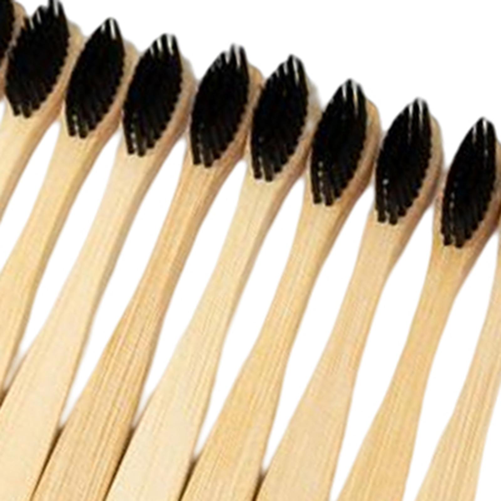 Bamboo Toothbrushes Soft Bristles Disposable for Camping Business Trip Black
