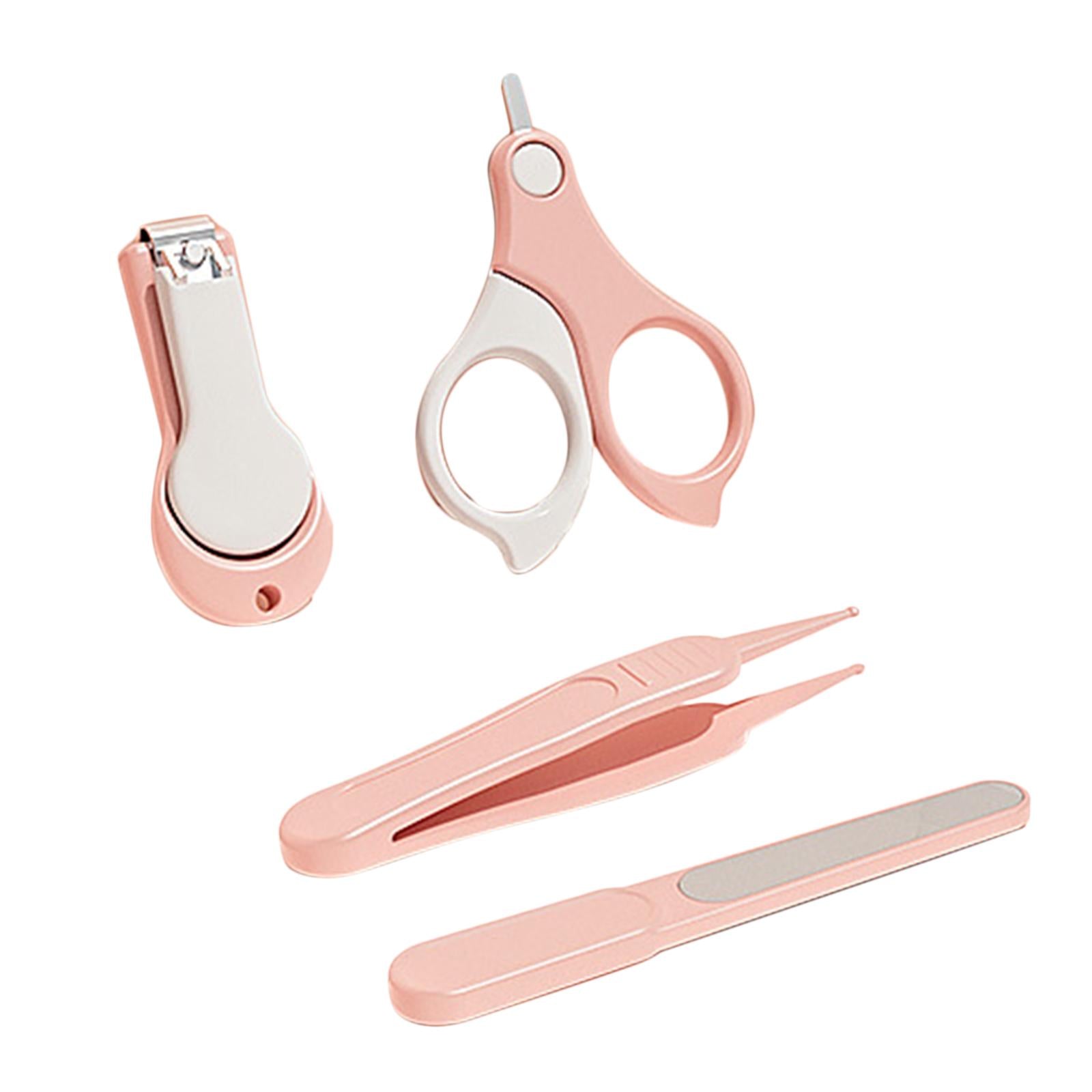 Baby Nail Care Set Nail Clippers Scissors Nail File Tweezers Pink Grey