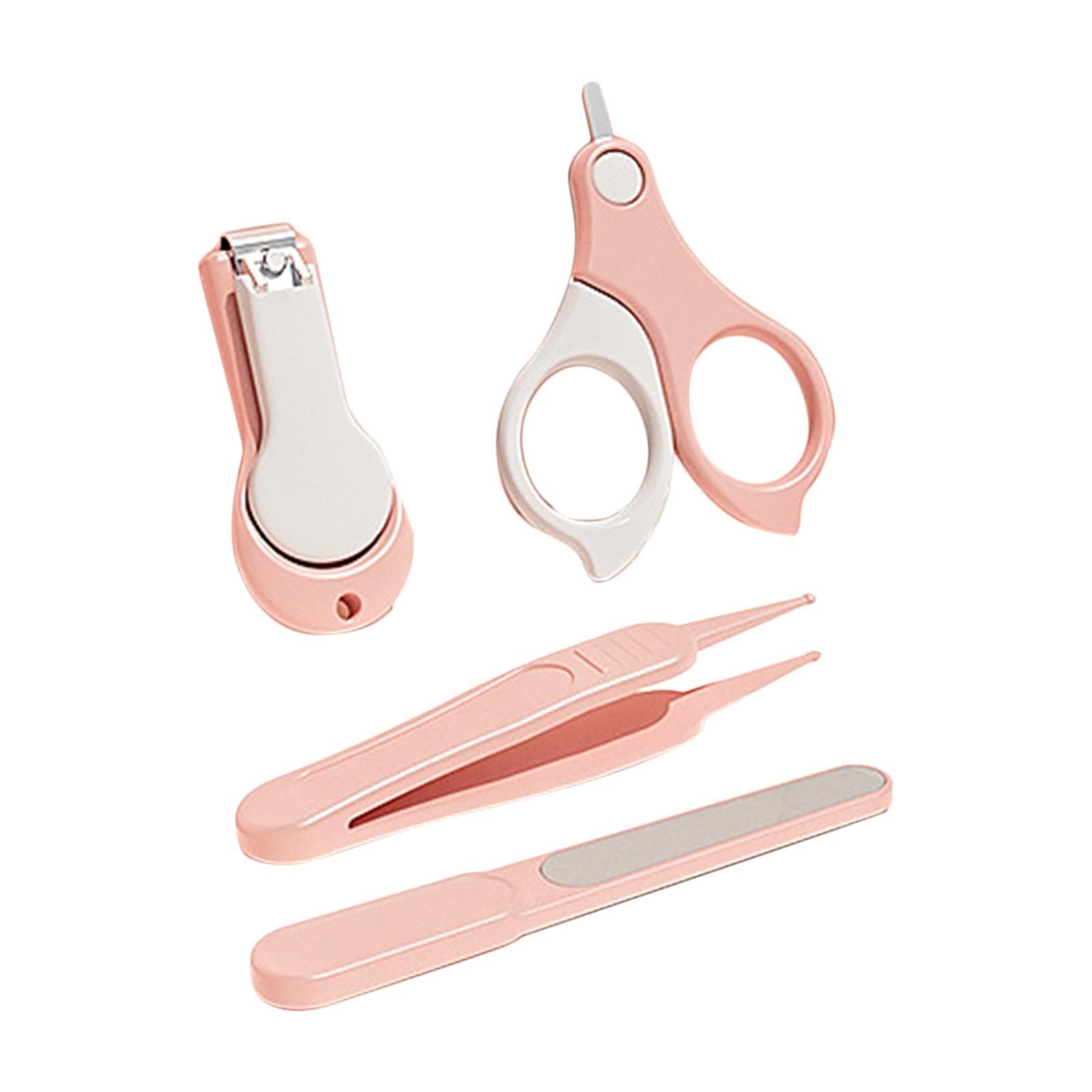 Baby Nail Care Set Nail Clippers Scissors Nail File Tweezers Pink Grey