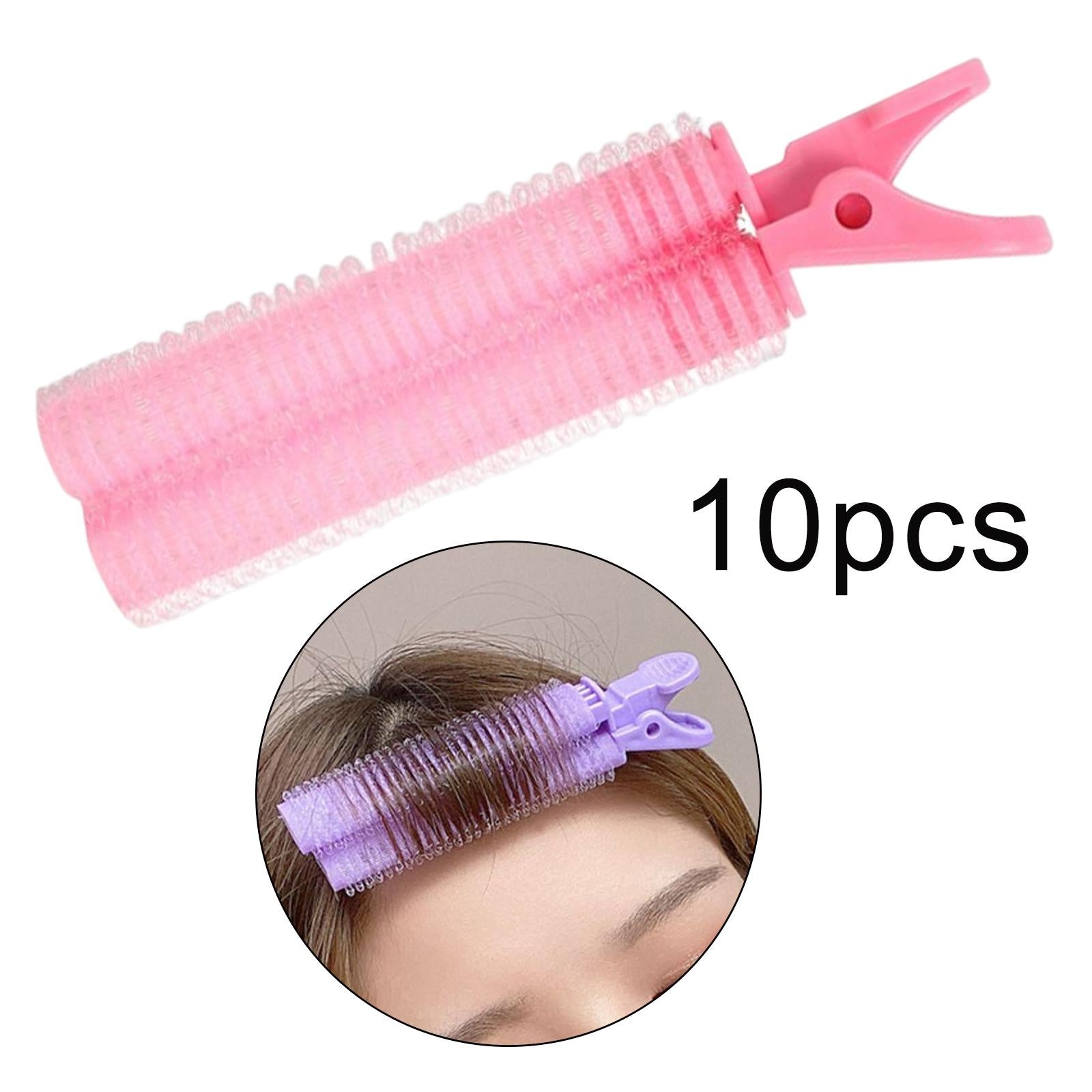 10 x Hair Bangs Curling Clips Roller Reusable for DIY Hair Styling Pink