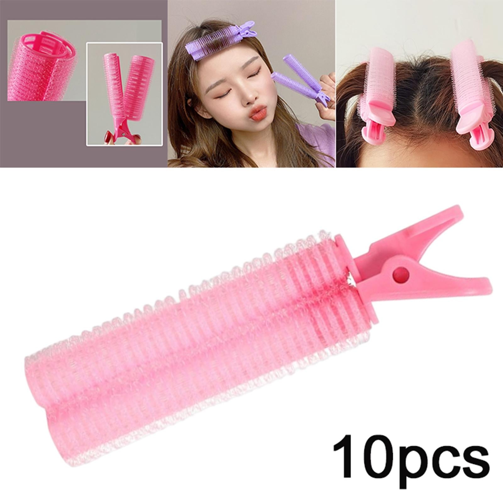 10 x Hair Bangs Curling Clips Roller Reusable for DIY Hair Styling Pink