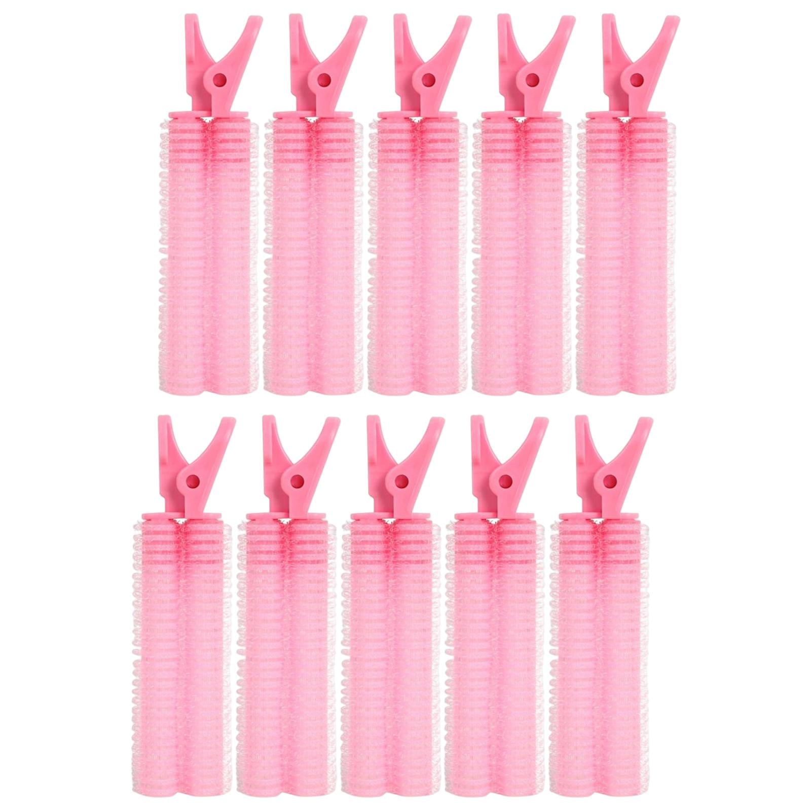 10 x Hair Bangs Curling Clips Roller Reusable for DIY Hair Styling Pink