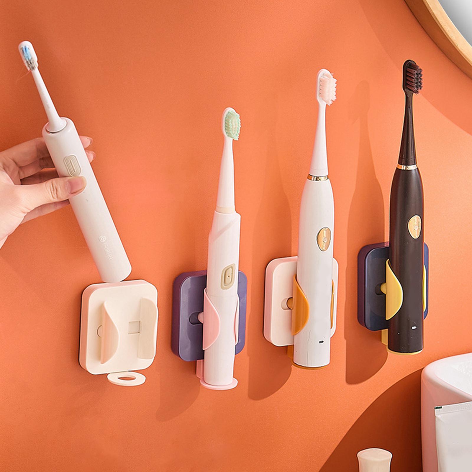 Electric Toothbrush Holder Self Adhesive Gravity Sensor White Orange