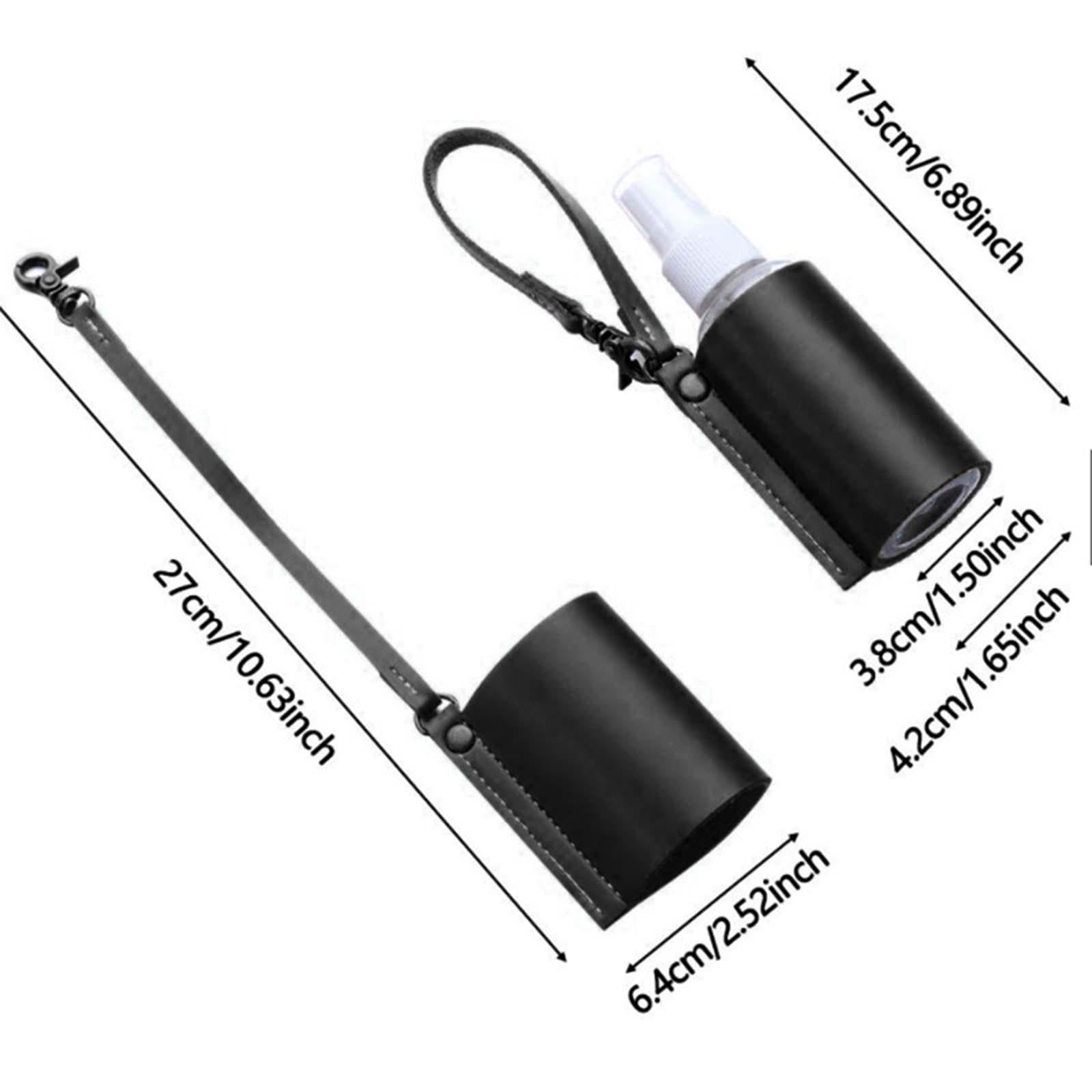 Empty Bottle with PU Leather Sleeve Bottle Holder for Lotion Travel Home Black