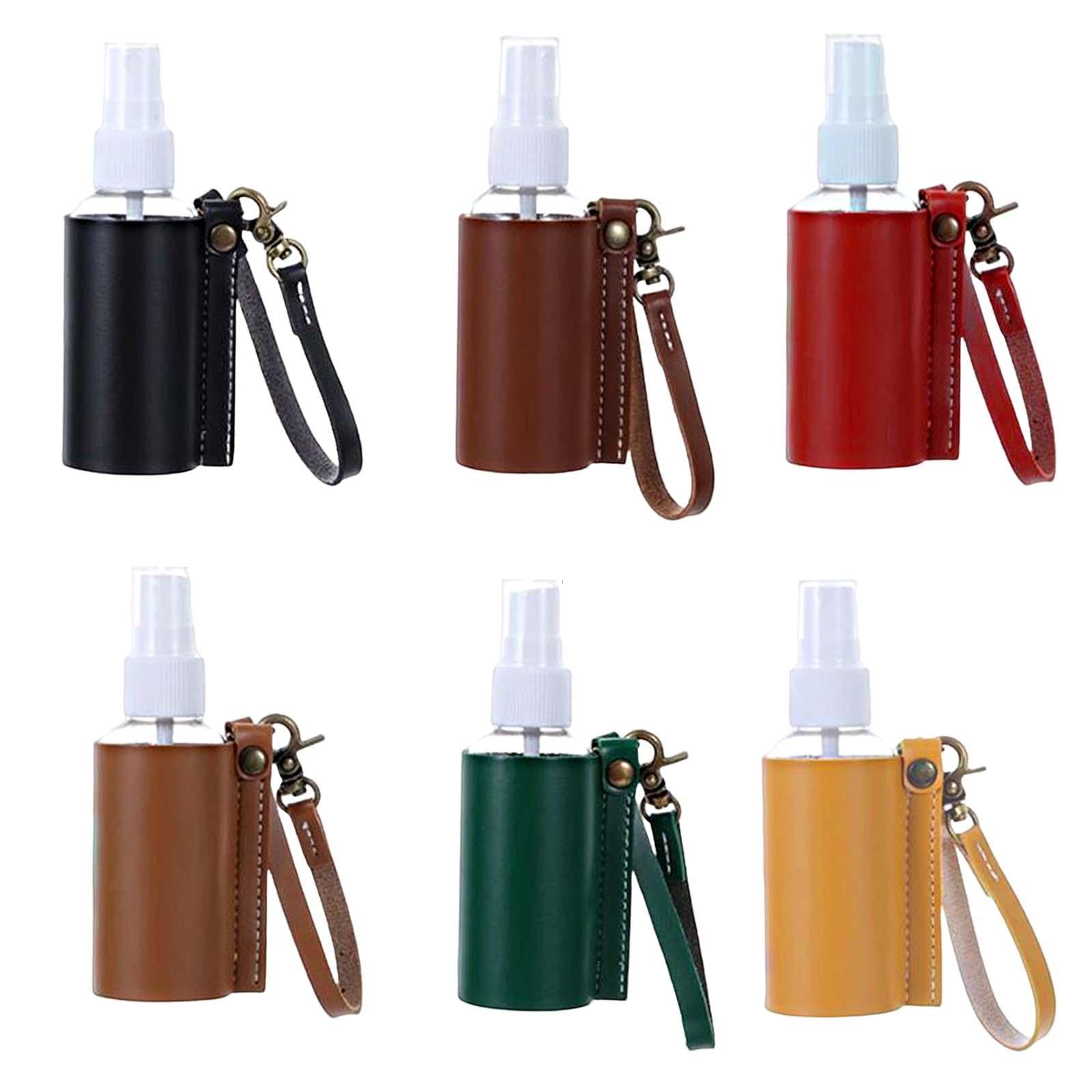 Empty Bottle with PU Leather Sleeve Bottle Holder for Lotion Travel Home Black