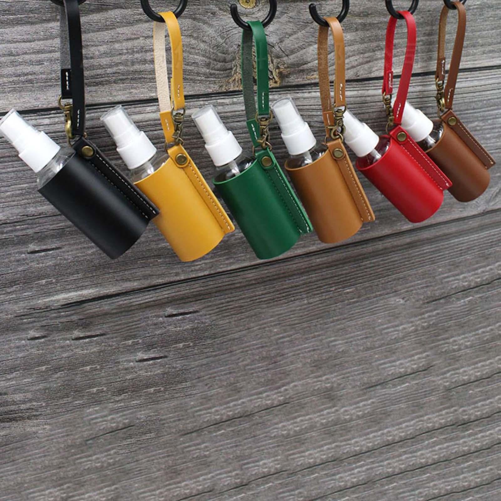 Empty Bottle with PU Leather Sleeve Bottle Holder for Lotion Travel Home Black