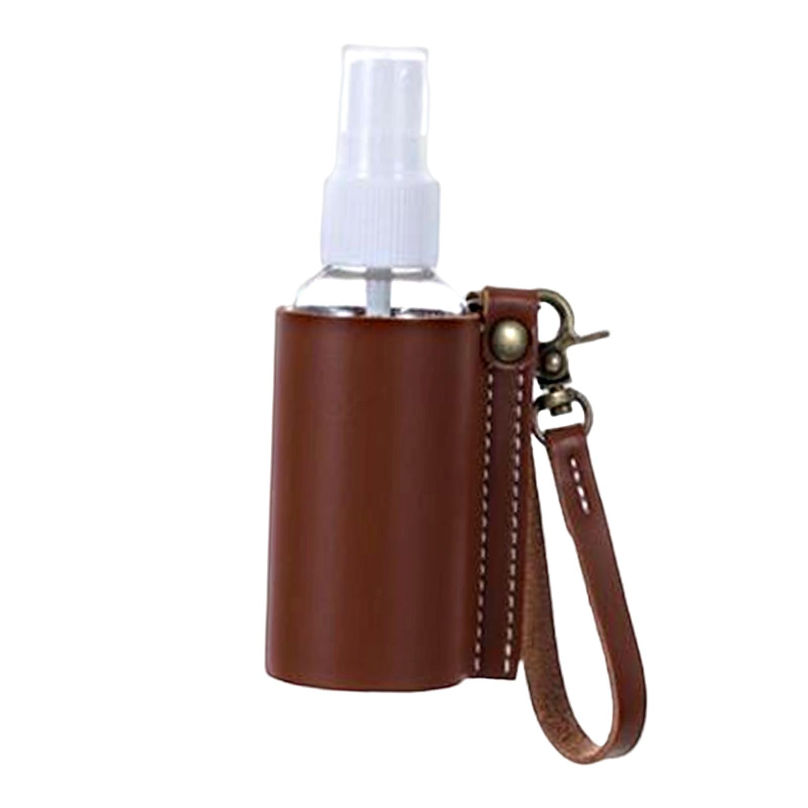 Empty Bottle with PU Leather Sleeve Bottle Holder for Lotion Travel Home Dark Brown