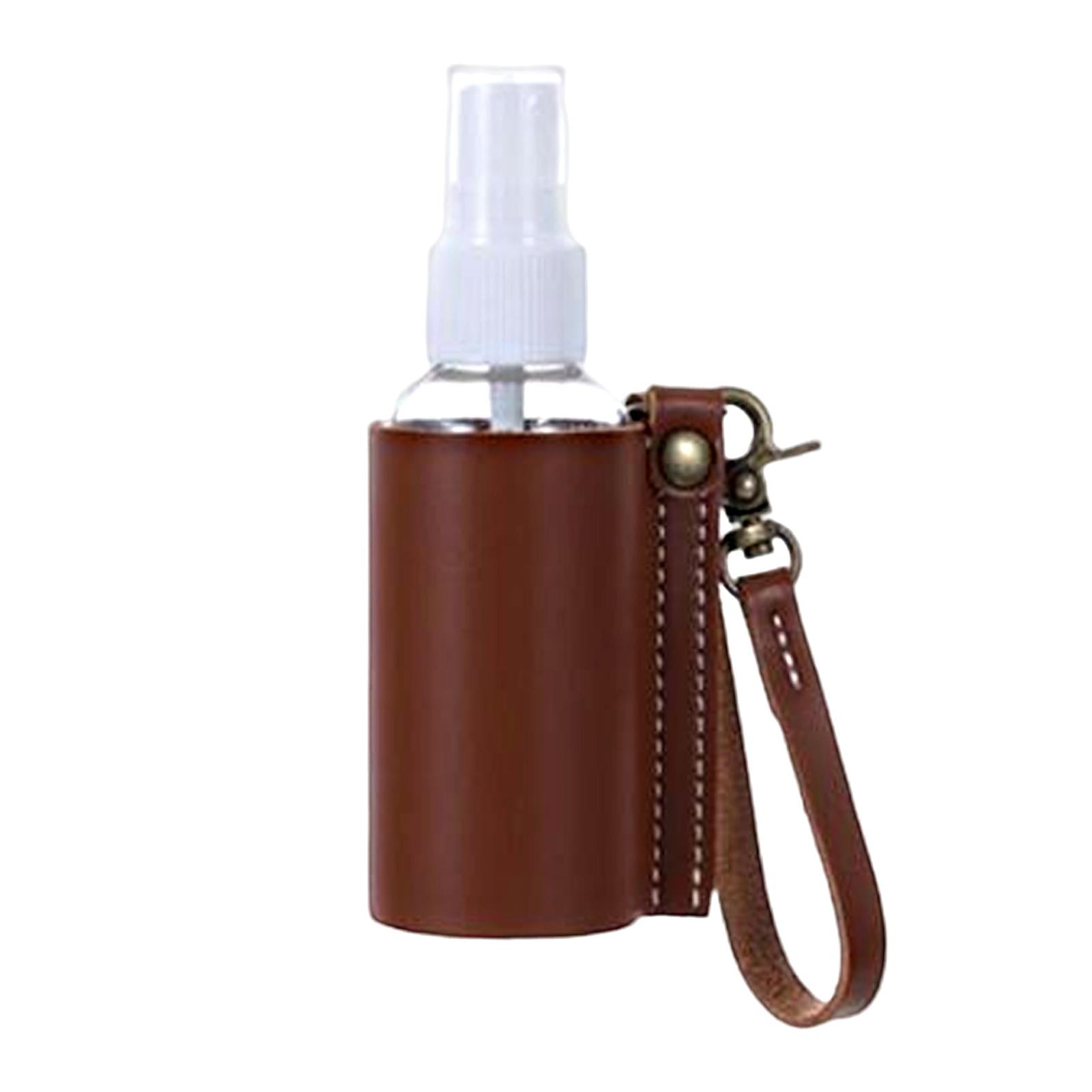 Empty Bottle with PU Leather Sleeve Bottle Holder for Lotion Travel Home Dark Brown