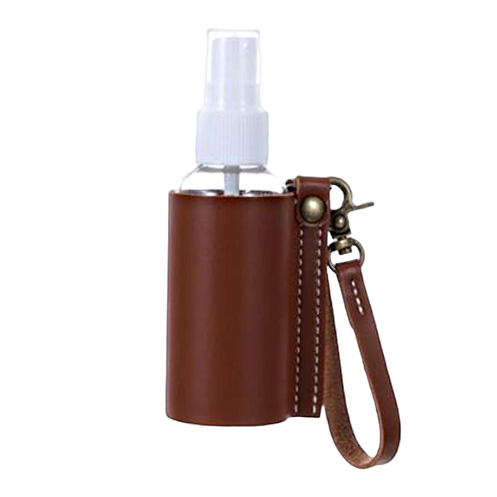 Empty Bottle with PU Leather Sleeve Bottle Holder for Lotion Travel Home Dark Brown