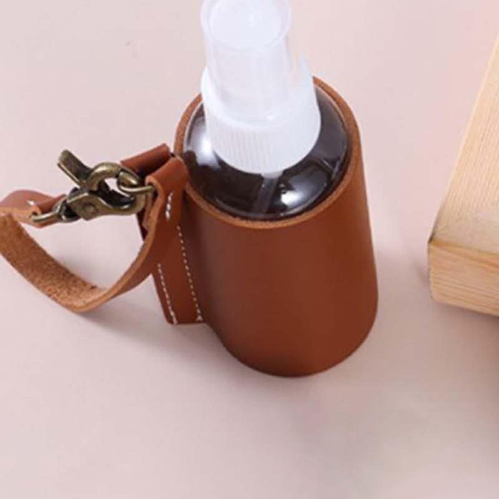 Empty Bottle with PU Leather Sleeve Bottle Holder for Lotion Travel Home Dark Brown