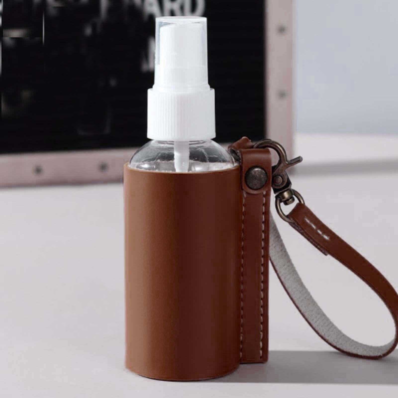 Empty Bottle with PU Leather Sleeve Bottle Holder for Lotion Travel Home Dark Brown