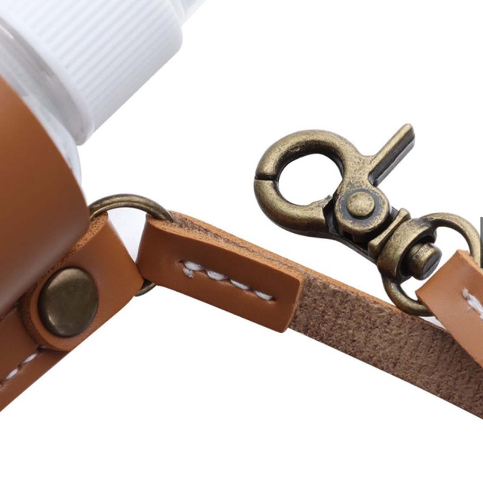 Empty Bottle with PU Leather Sleeve Bottle Holder for Lotion Travel Home Dark Brown