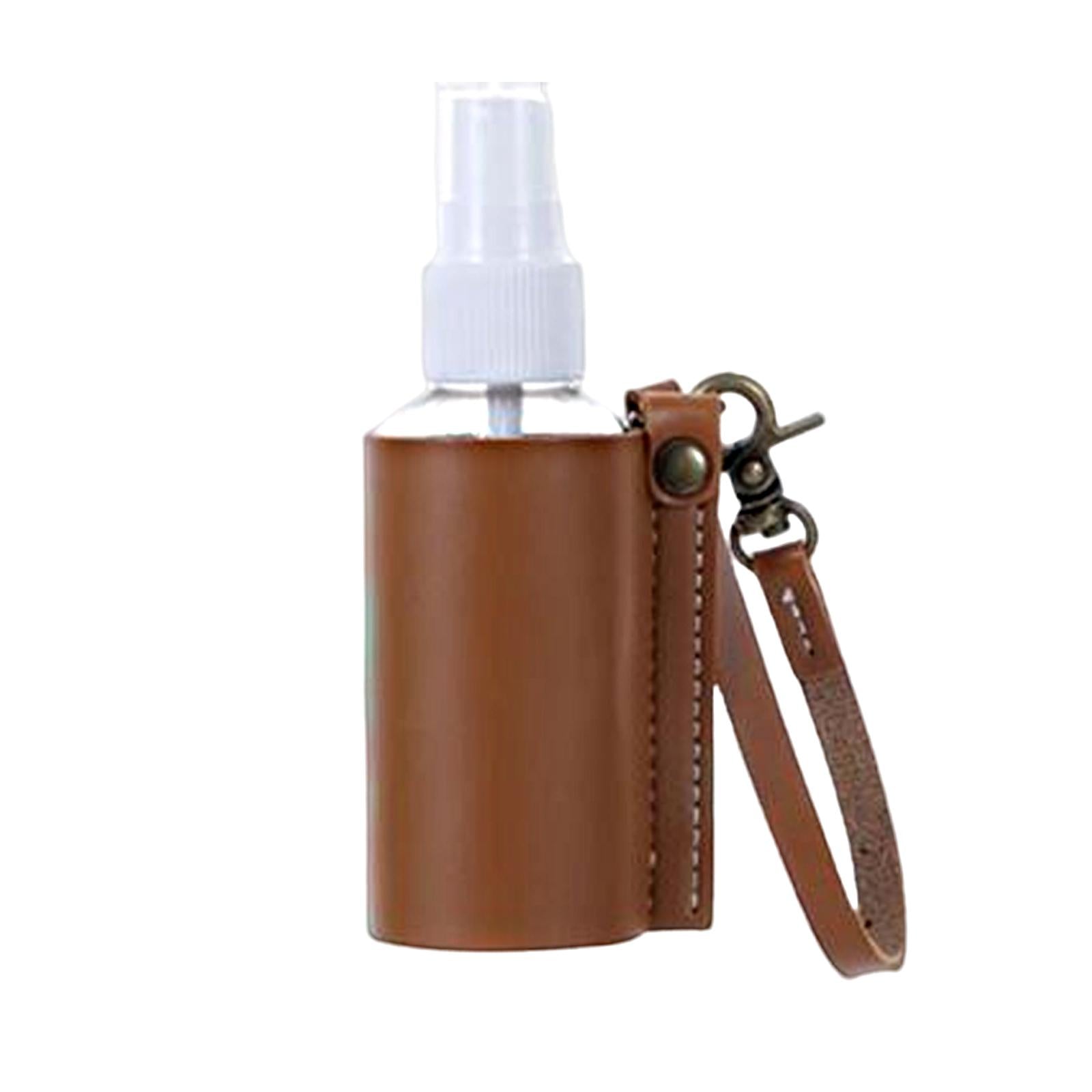 Empty Bottle with PU Leather Sleeve Bottle Holder for Lotion Travel Home Light Brown