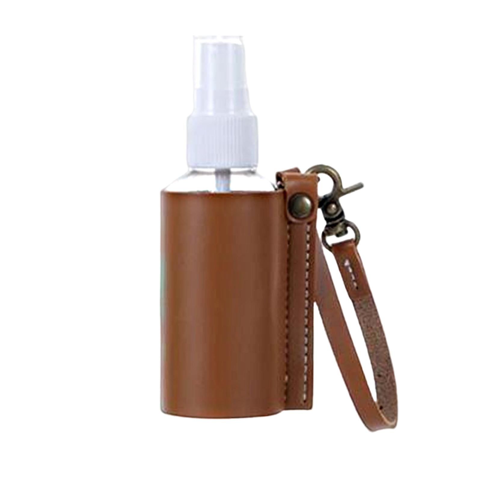 Empty Bottle with PU Leather Sleeve Bottle Holder for Lotion Travel Home Light Brown