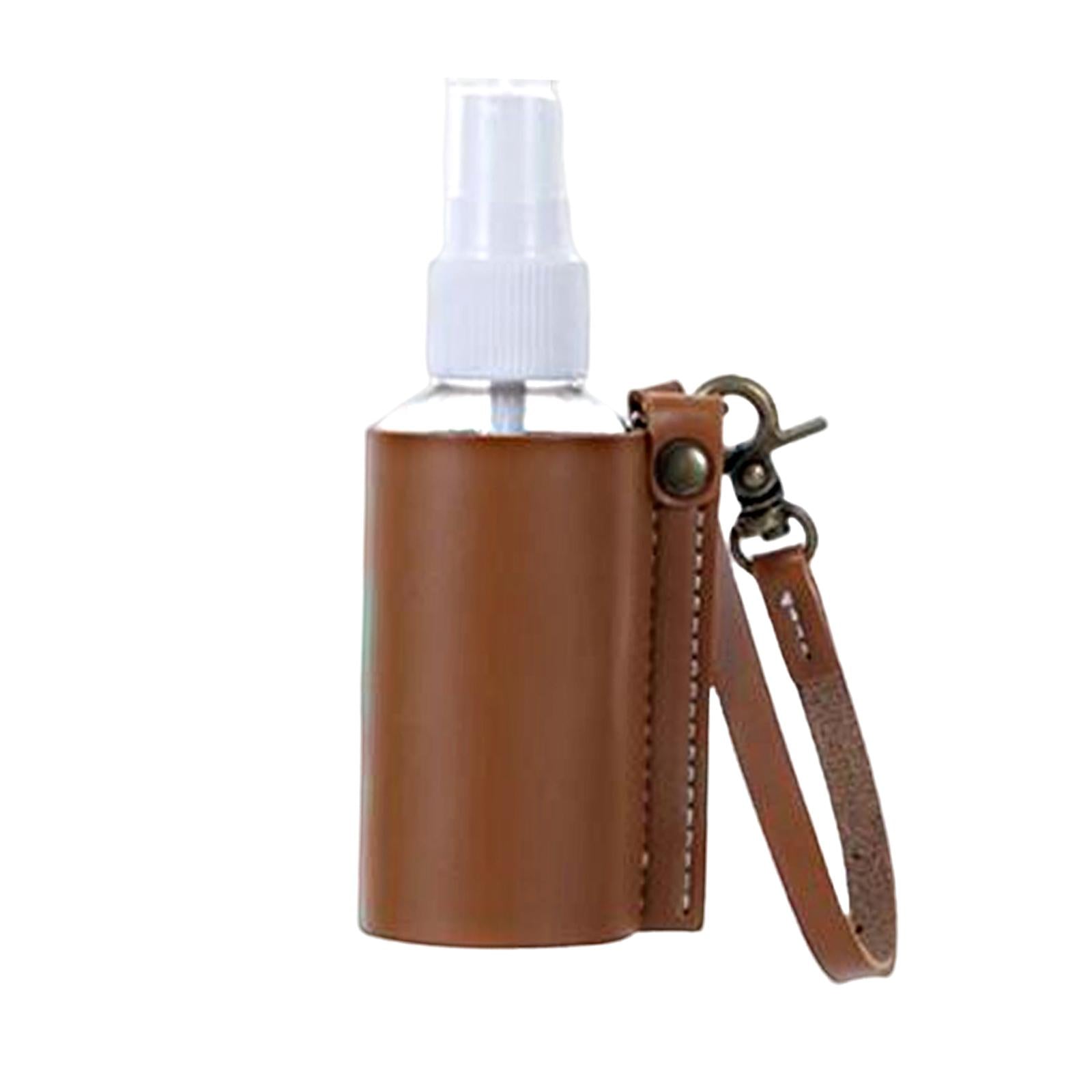 Empty Bottle with PU Leather Sleeve Bottle Holder for Lotion Travel Home Light Brown