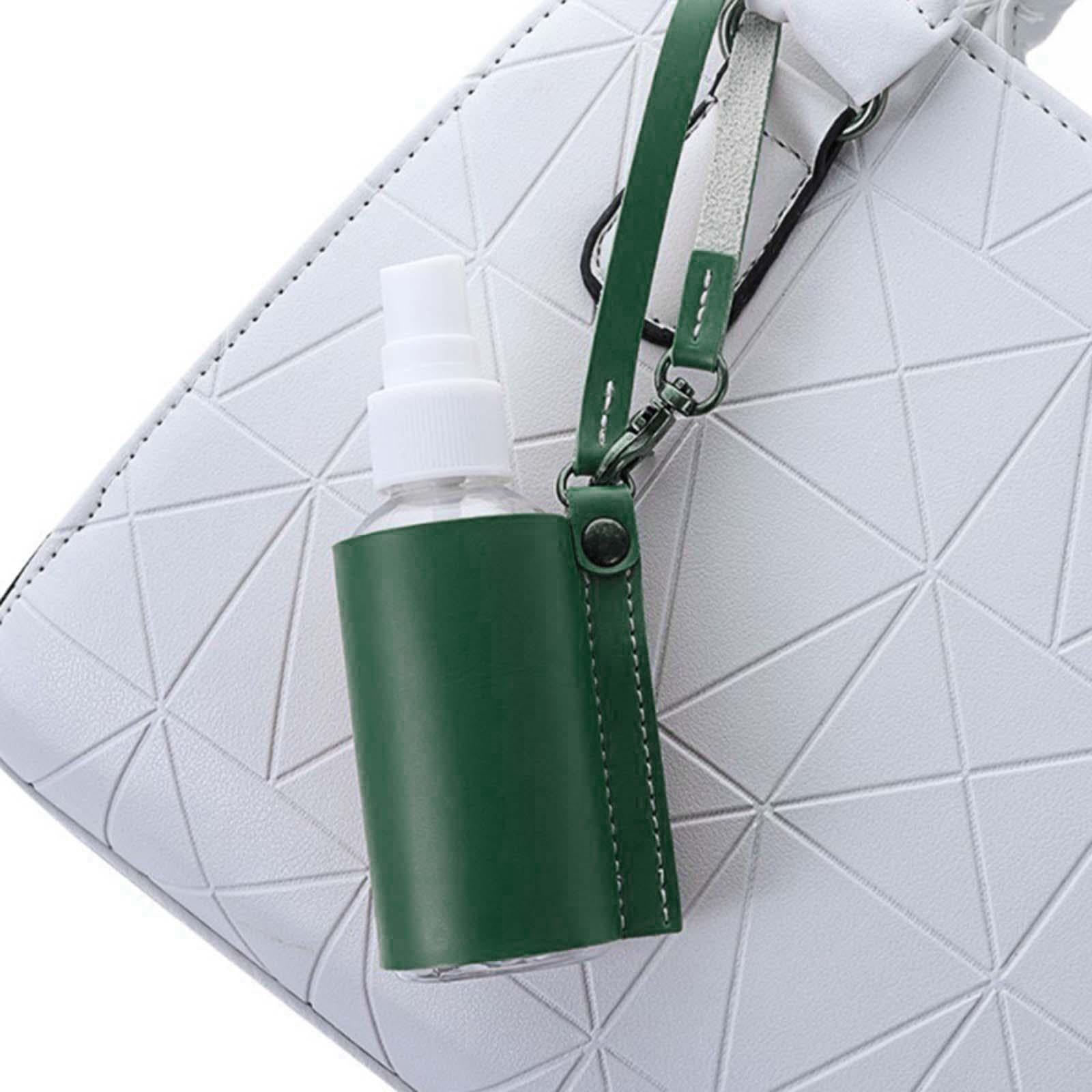 Empty Bottle with PU Leather Sleeve Bottle Holder for Lotion Travel Home Green