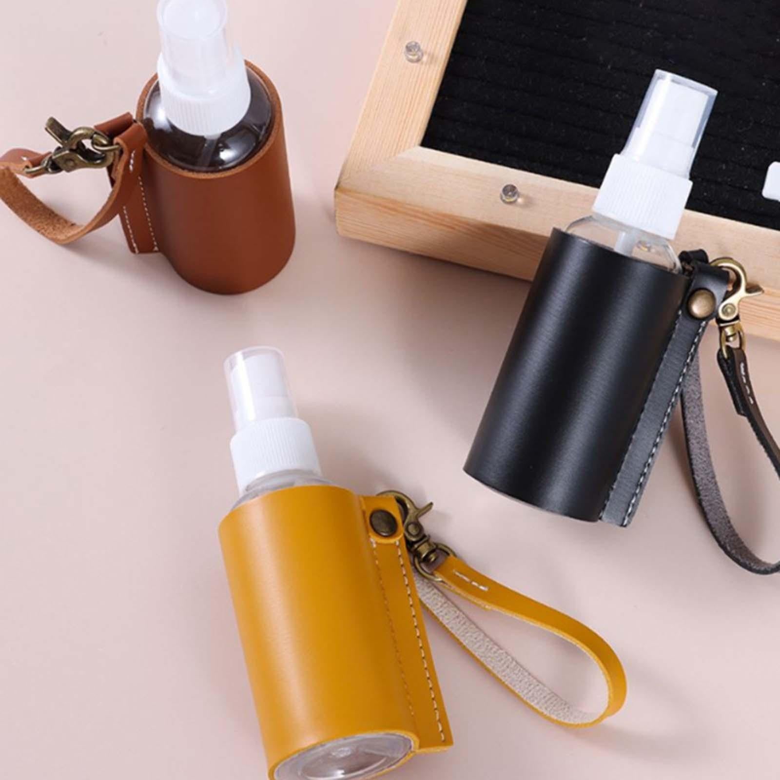 Empty Bottle with PU Leather Sleeve Bottle Holder for Lotion Travel Home Yellow