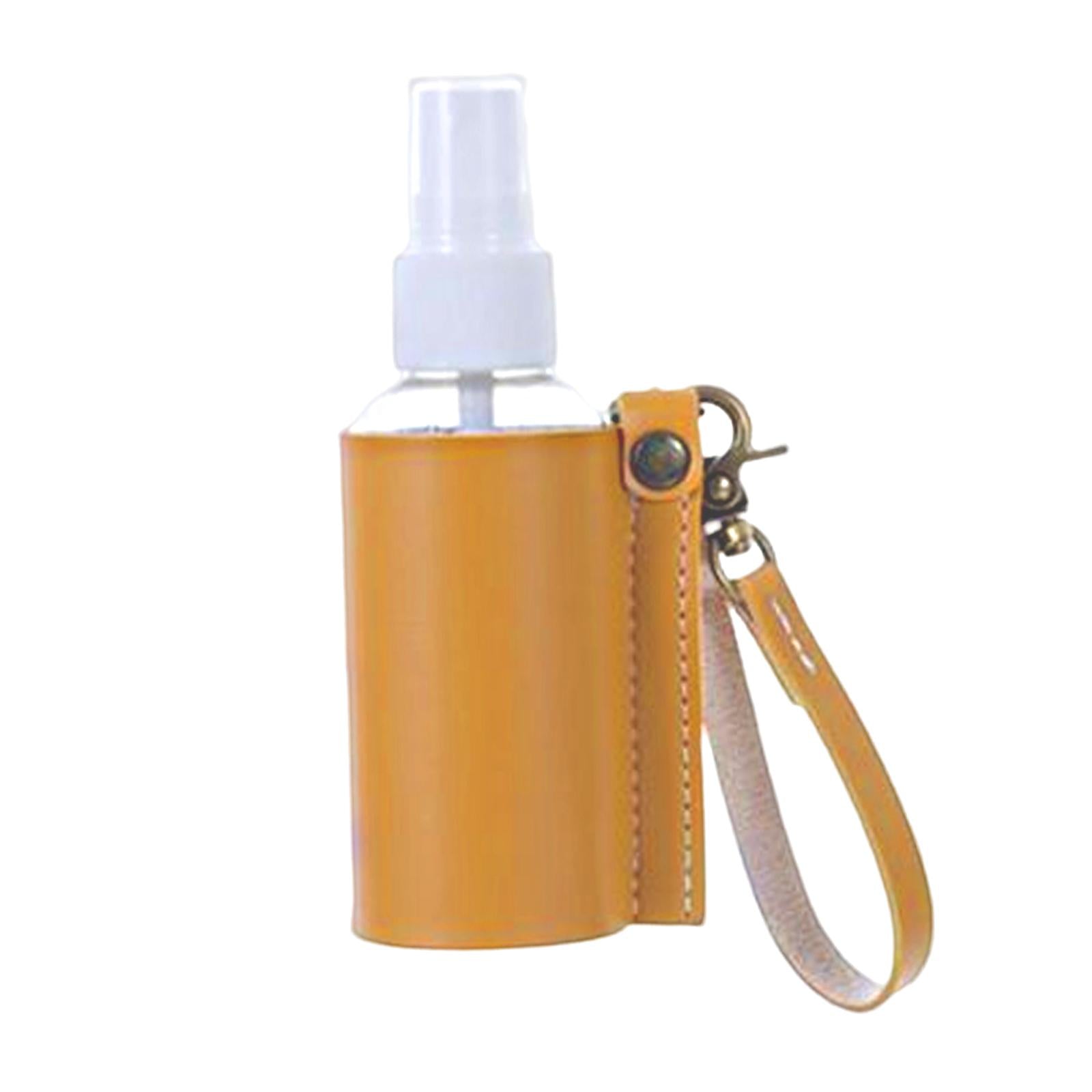 Empty Bottle with PU Leather Sleeve Bottle Holder for Lotion Travel Home Yellow