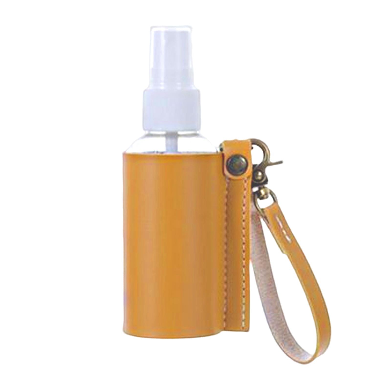 Empty Bottle with PU Leather Sleeve Bottle Holder for Lotion Travel Home Yellow