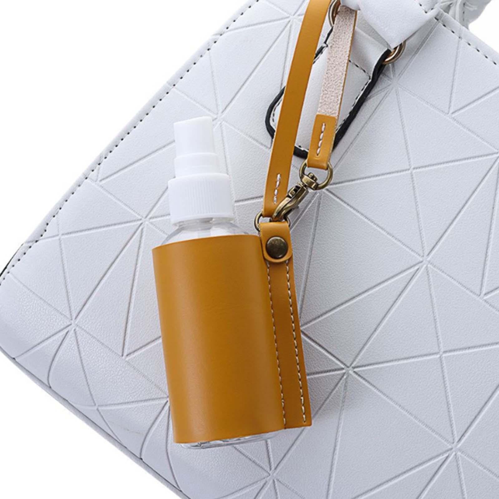 Empty Bottle with PU Leather Sleeve Bottle Holder for Lotion Travel Home Yellow