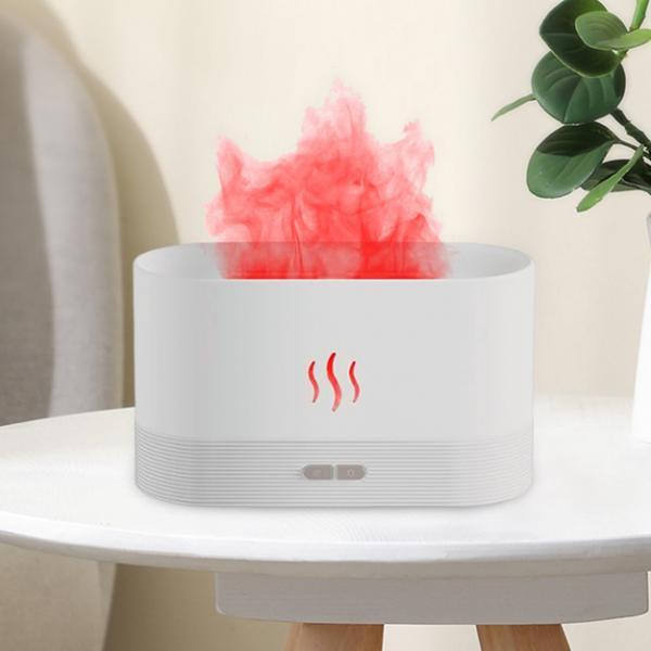 Air Humidifier USB with Realistic Flame Auto Shut Off Home Decor  White