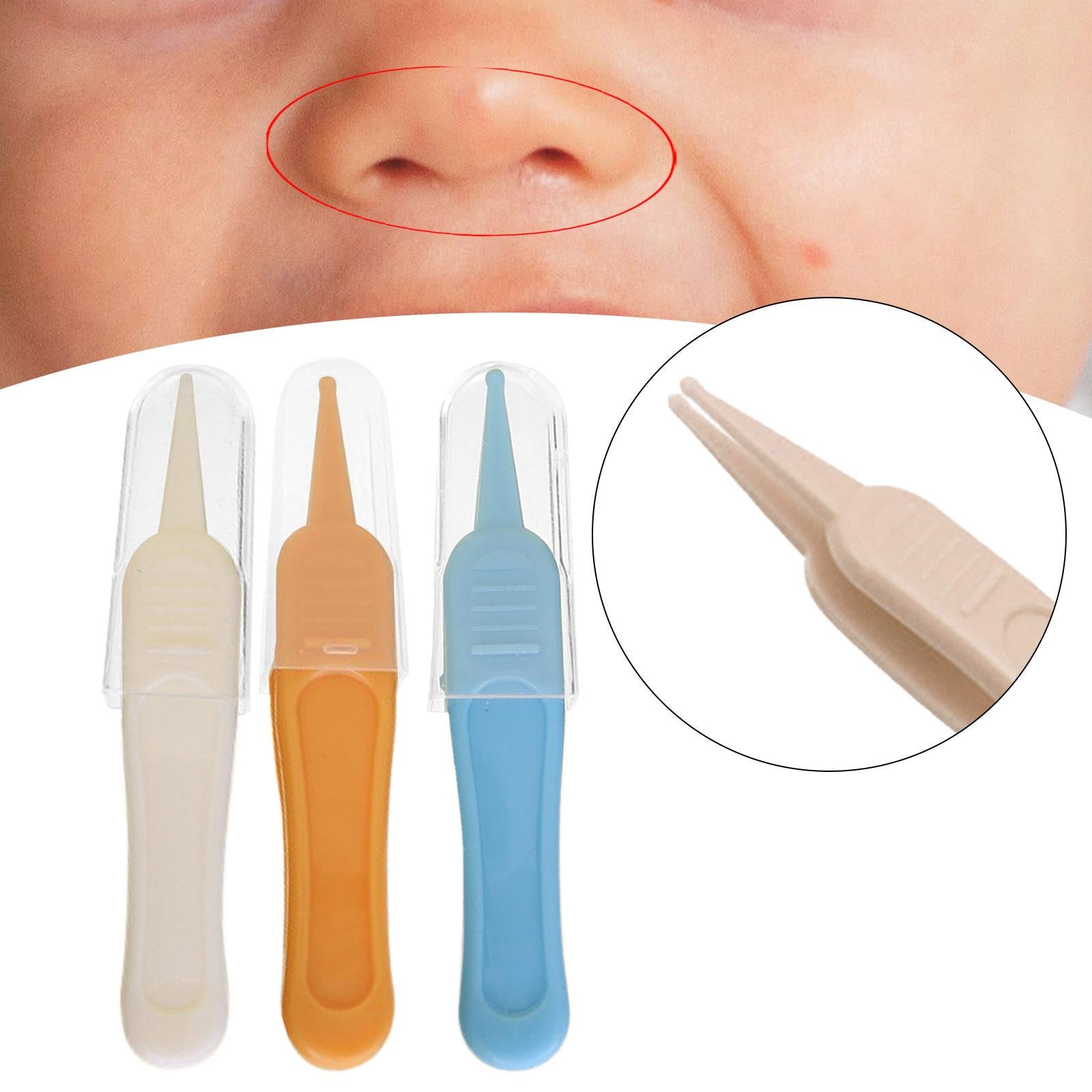 Baby Nose Tweezers Infant Ear Nose Navel Cleaning Tweezers Forceps White