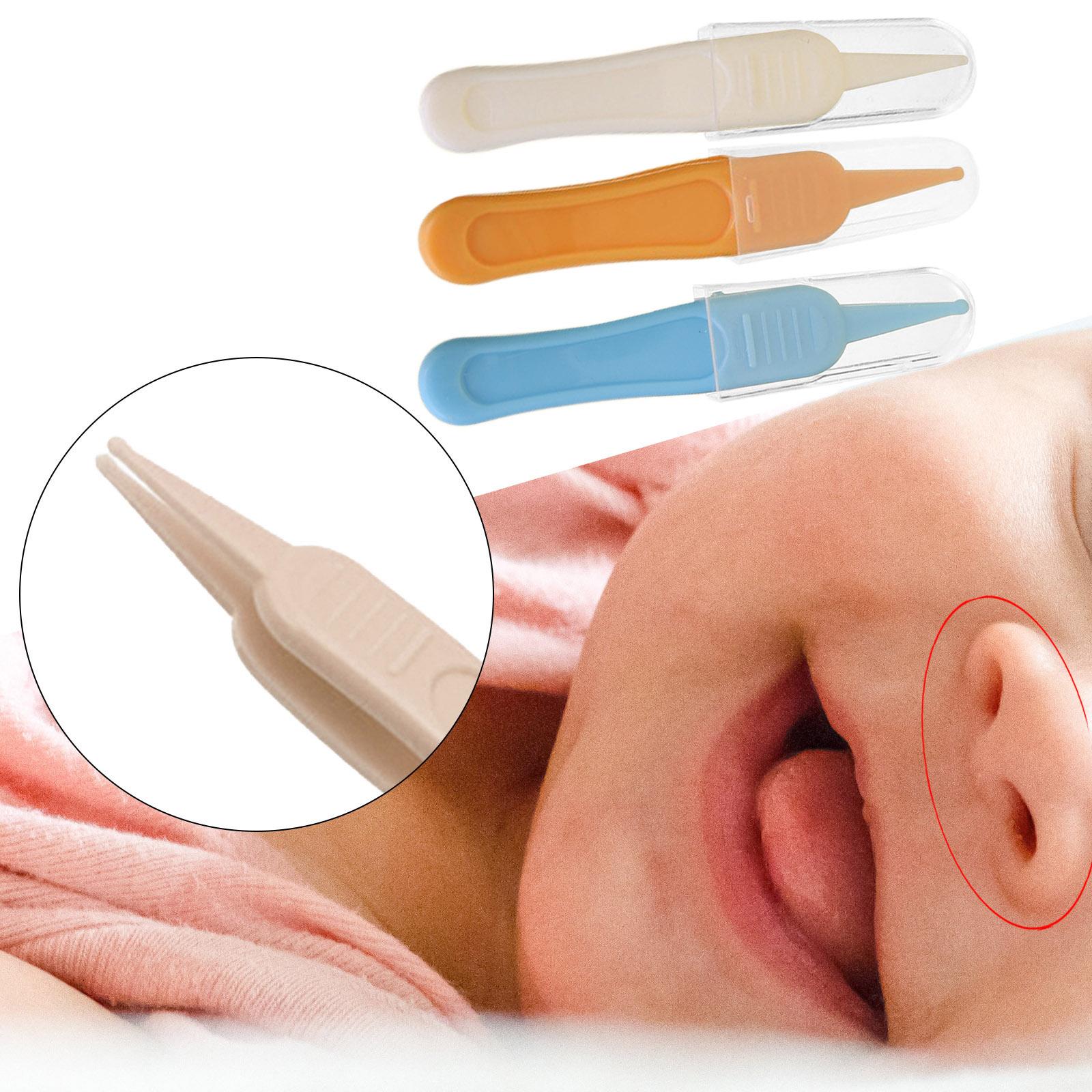 Baby Nose Tweezers Infant Ear Nose Navel Cleaning Tweezers Forceps White