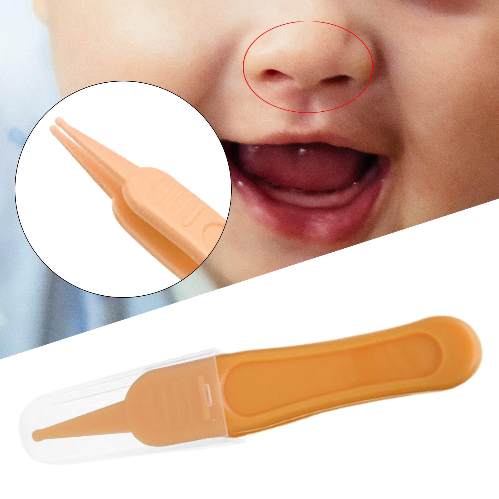 Baby Nose Tweezers Infant Ear Nose Navel Cleaning Tweezers Forceps Yellow