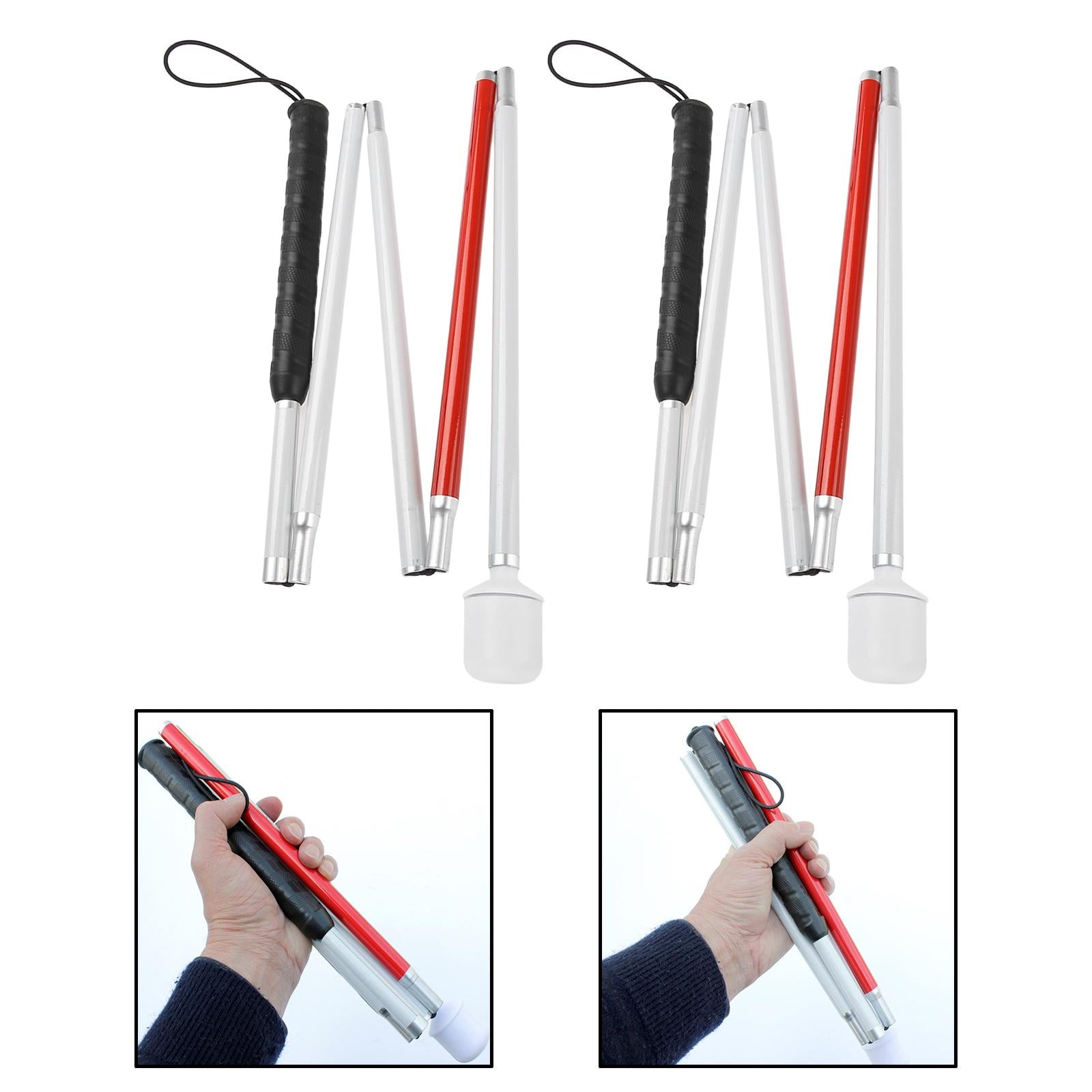 Foldable Blind Walking Stick 5 Sections Adjustable Crutch Cane Blind Stick With Light